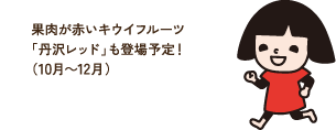 果肉が赤いキウイフルーツ「丹沢レッド」も登場予定！（10月～12月）