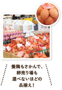 養鶏もさかんで、卵売り場も選べないほどの品揃え!