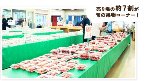 売り場の約７割が旬の果物コーナー！