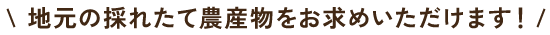 地元の旬の農産物をお求めいただけます！