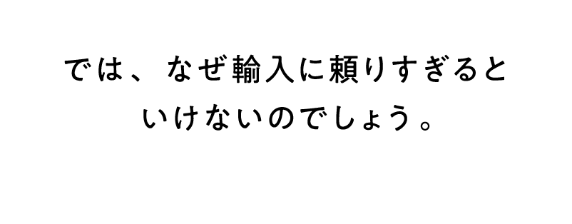 では、なぜ輸入に頼りすぎるといけないのでしょう。