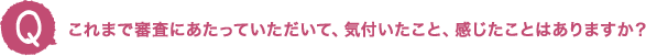 これまで審査にあたっていただいて、気付いたこと、感じたことはありますか？