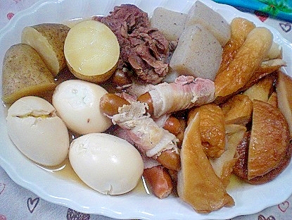 ❤皮つきじゃが入り！豚肉巻き巻きウインナーおでん❤