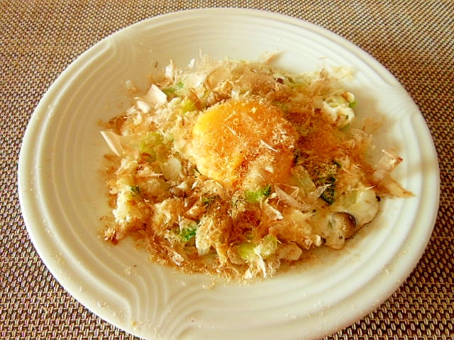 チンゲン菜としめじと玉ねぎの巣ごもり卵♪の写真