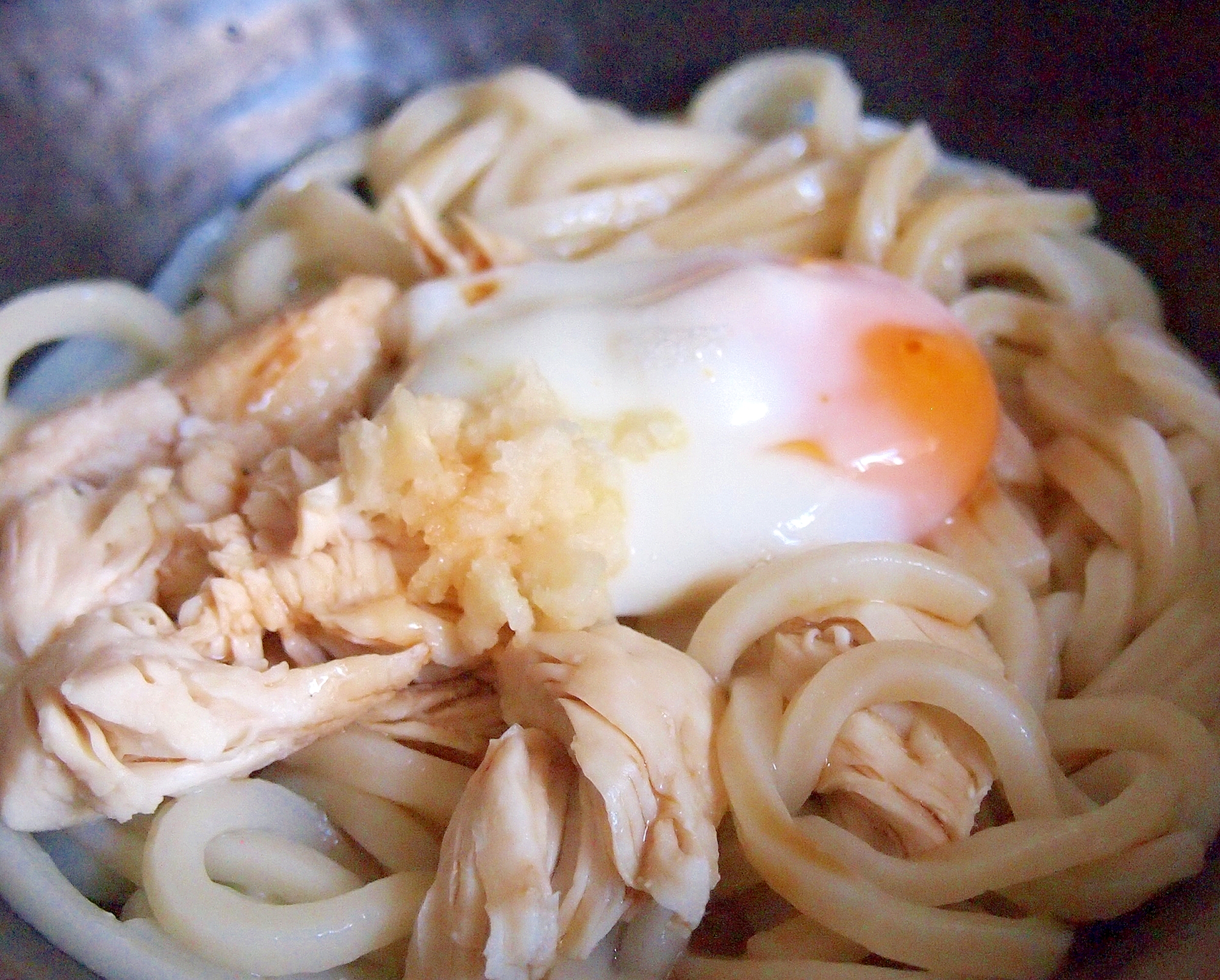 ALLレンチンで！ささみと卵のしょうが風味うどん