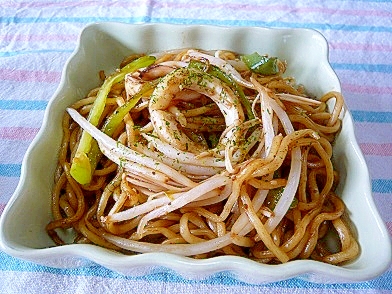 ❤　イカリング＆ピーマン入り焼きそば　❤
