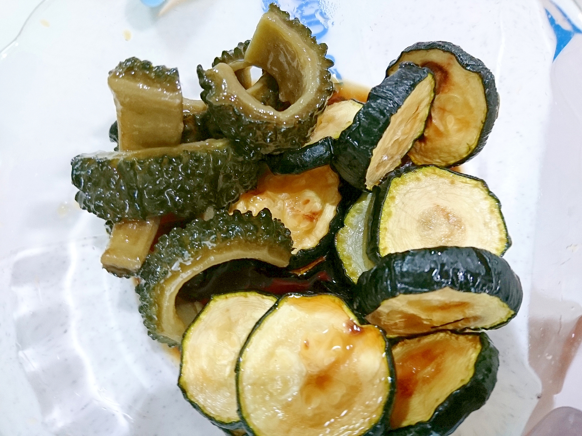 ズッキーニとゴーヤの焼き浸しの写真