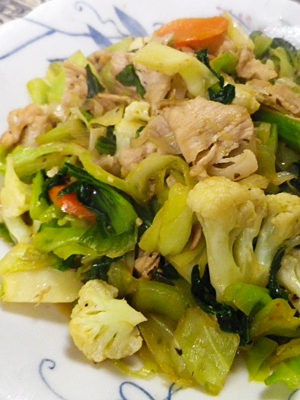 スピード料理、使いきり野菜炒めの写真