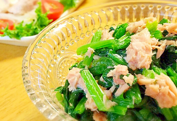 ”めんつゆで美味しい”　ほうれん草とツナのおひたし