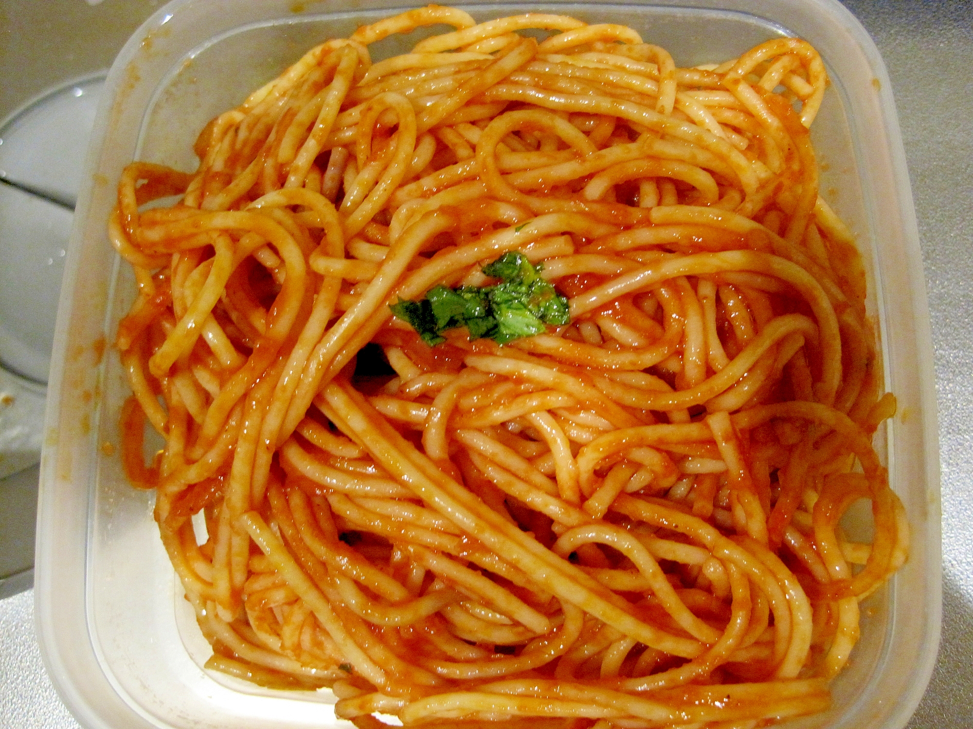 トマトケチャップだけパスタの写真